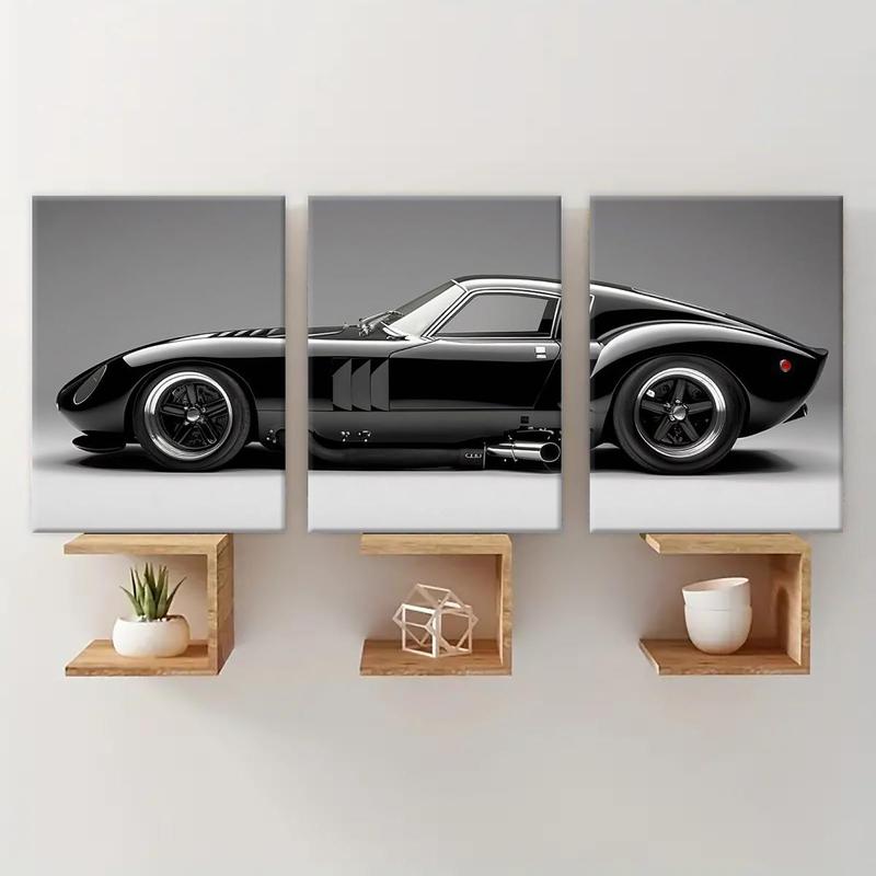 Car Pattern Wooden Framed Canvas Painting, 3 Counts set Modern Art Supercar Poster, Wall Art Decor for Home Living Room Bedroom Office