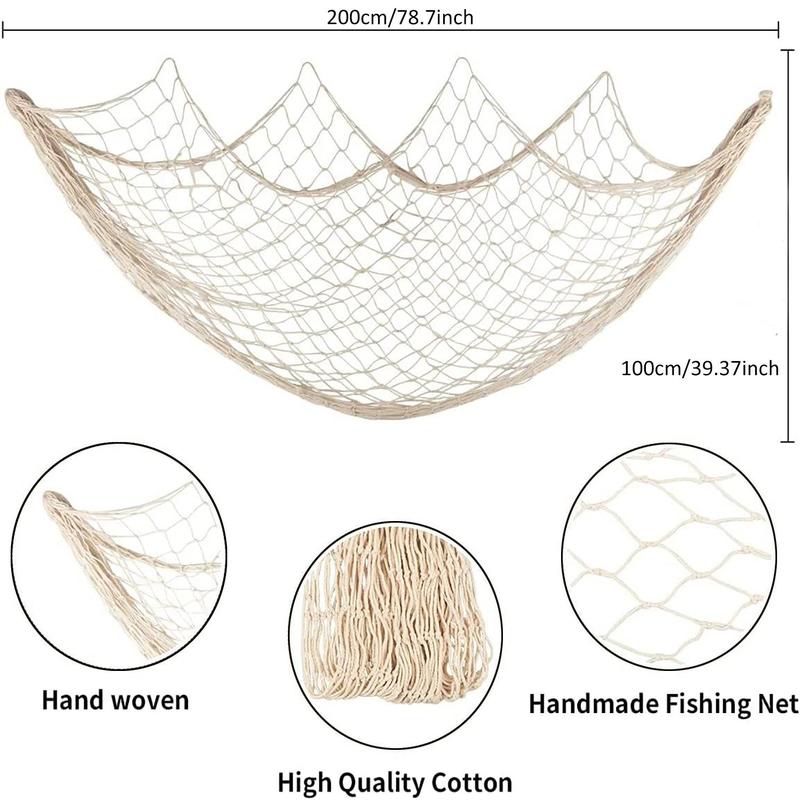 Fish Net Design Wall Decoration, 1 Count Beach Themed Fish Net Decor for Party, Home Bedroom Decoration