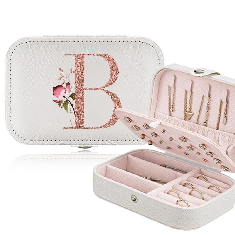 Letter Pattern Jewelry Storage Box, 1 Count Portable Jewelry Organizer, Jewelry Display Box, Home Organizer for Earring Ring