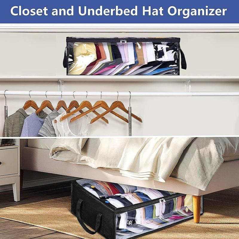 Clothing Storage Dust-Proof And Moisture-Proof Bag, Stackable Transparent Clothing Organizer. Wide Hat Storage for Baseball Caps, Large Capacity Hat Racks Organizer for Closet Cap Holder Holds up to 40 Hats