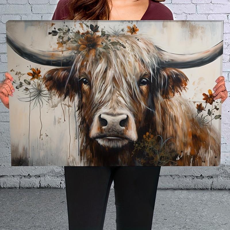 2024 christmas  Highland Cow Frameless Art Prints Poster for Home Decoration, Living Room & Bedroom, Festival Party Ornaments Gifts