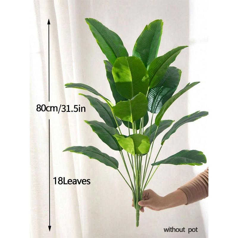 80 88cm Large Artificial Banana Tree Tropical Fake Palm Branch Plastic Birds Of Paradise Leaves Green Monstera Leaves For Home Garden Party Office Decor Without Pothome Decor,School Supplies