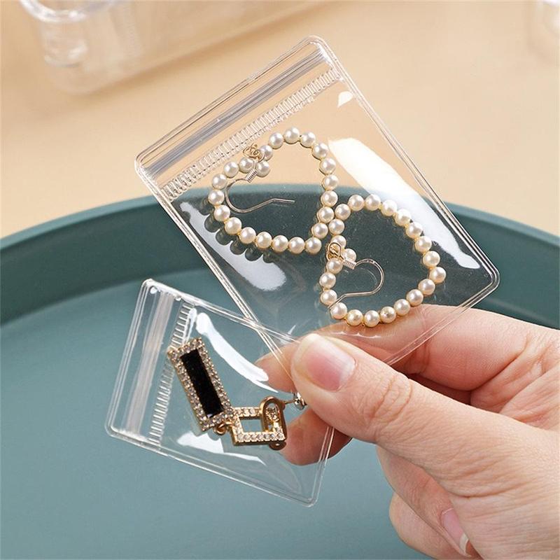 Clear Jewelry Storage Bag, 50pcs Set Portable Waterproof Ziplock Bag, Anti-oxidation Jewelry Bags, Jewelry Organizer for Home & Travel