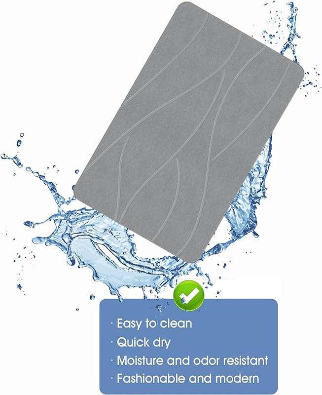 Diatomite Stone Bath Mat Super Absorbent Quick Dry Easy to Clean Non Slip Versatile Mat for Bathroom, Kitchen, and More - 40x60 cm