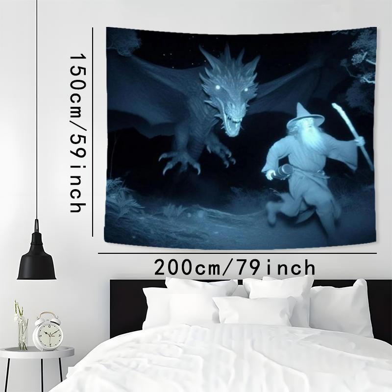 Night Vision Dragon Chase Pattern Tapestry, 1 Count Aesthetic Wall Hanging Decor, Polyester Tapestry for Bedroom Home Office Decor, Bedroom Refresh Decor