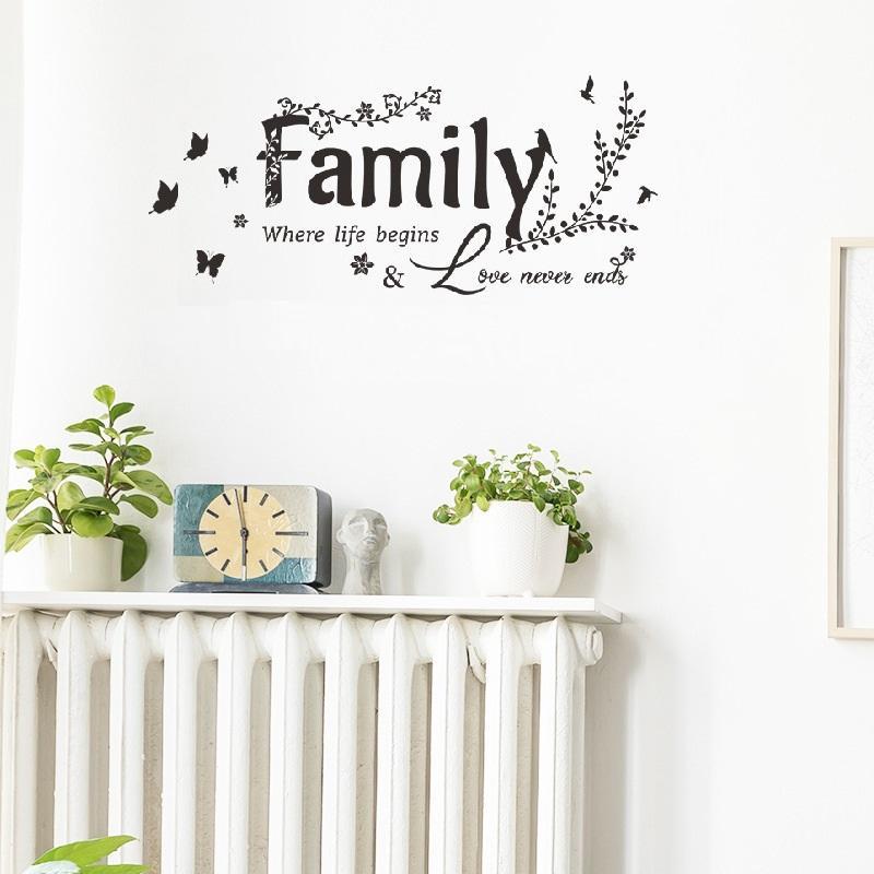 Family Letter Pattern Wall Sticker, 1 Count Modern PVC Wall Decals, Decorative Wall Art for Home Living Room Bedroom