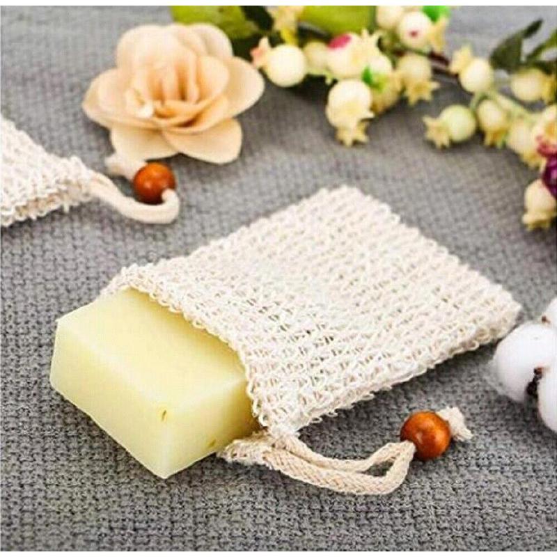 4 Exfoliating Natural Sisal Soap Bags - Eco-Friendly Soap Saver Pouches for Bath