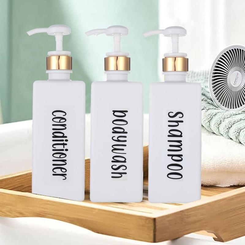 3pcs Square 650ml Refillable Empty Pump Bottle, Press Soap Liquid Dispenser, Portable Lotion Shampoo Shower Gel Subpackage Container For Home Bathroom And Travel