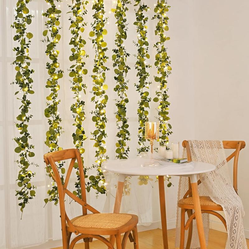 2 Packs 6FT Artificial Eucalyptus Garland, Faux Greenery Garland Hanging Fake Silver Dollar Eucalyptus Leaves Vines Wedding Backdrop Arch Table Wall