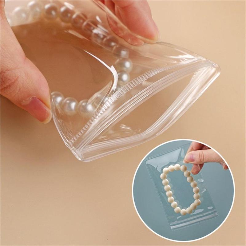 Clear Jewelry Storage Bag, 50pcs Set Portable Waterproof Ziplock Bag, Anti-oxidation Jewelry Bags, Jewelry Organizer for Home & Travel