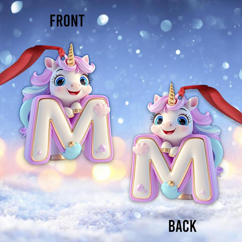 Unicorn Alphabet Letter Ornament Personalized Ornament Christmas Ornament Gifts For Children Family And Friends  - kid5142 christmas ornament