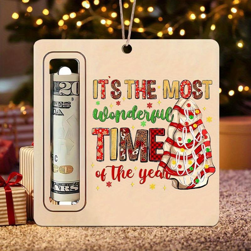 Christmas Money Holder Ornament, 1 Count It's The Most Wonderful Time Of The Year Money Holder, Xmas Tree Hanging Decor for Home Office for Holiday Party