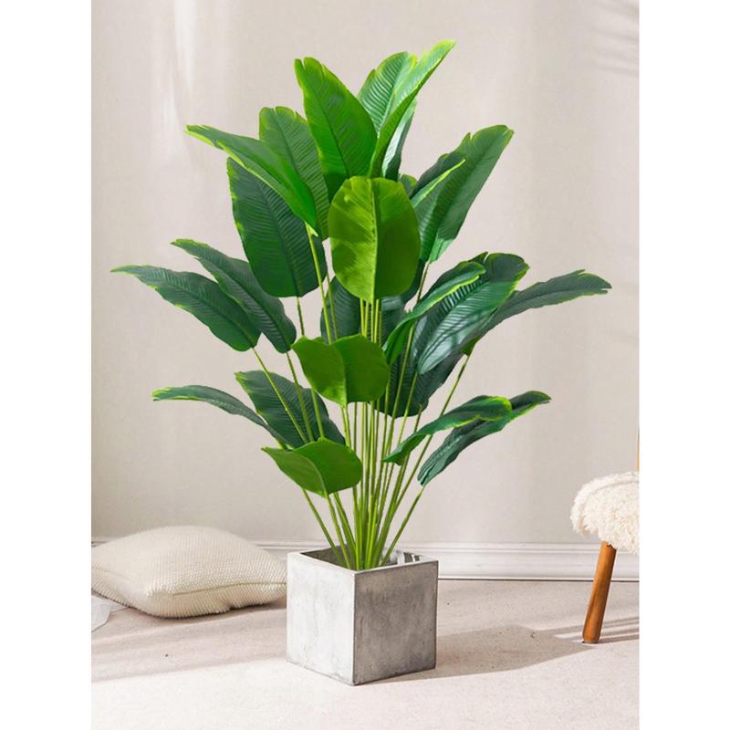 80 88cm Large Artificial Banana Tree Tropical Fake Palm Branch Plastic Birds Of Paradise Leaves Green Monstera Leaves For Home Garden Party Office Decor Without Pothome Decor,School Supplies