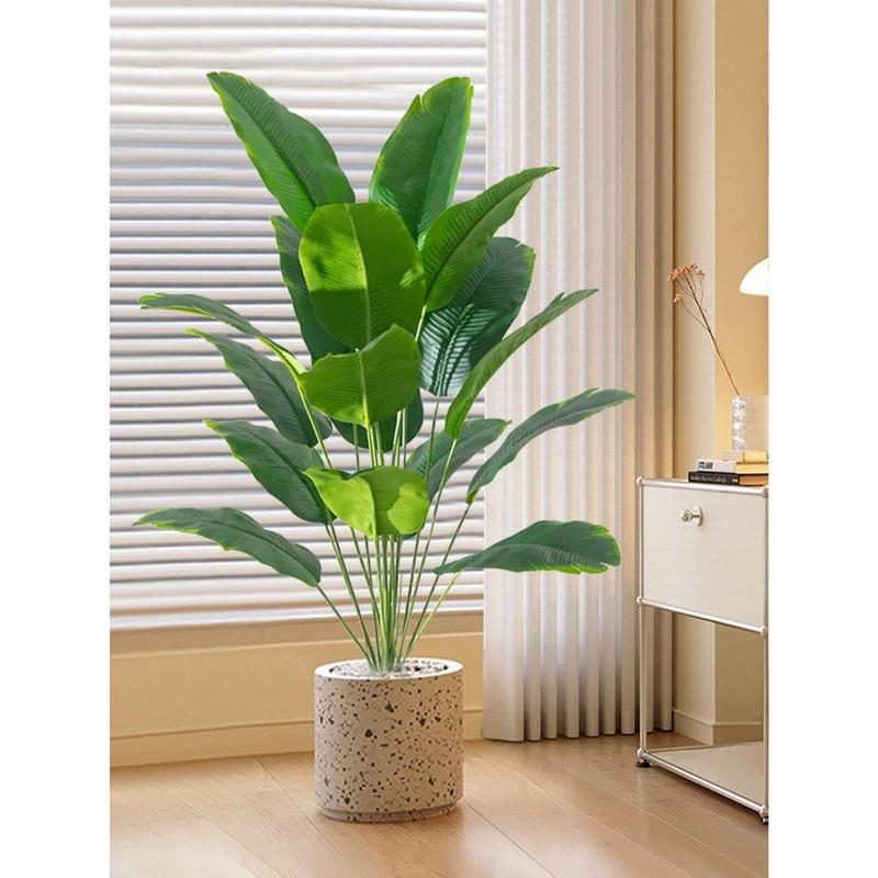 80 88cm Large Artificial Banana Tree Tropical Fake Palm Branch Plastic Birds Of Paradise Leaves Green Monstera Leaves For Home Garden Party Office Decor Without Pothome Decor,School Supplies