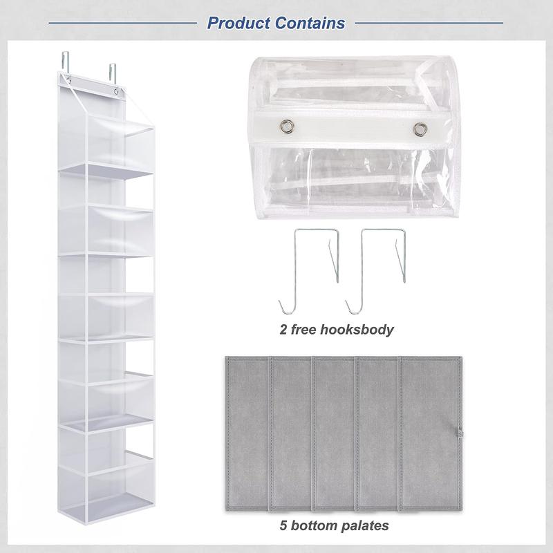 5-Shelf Over The Door Hanging Pantry Organizer, Room Organizer with Clear Plastic Pockets, 25lb Ultra Sturdy & Large Capacity for Closet, Bedroom, Nursery, Bathroom and Sundries