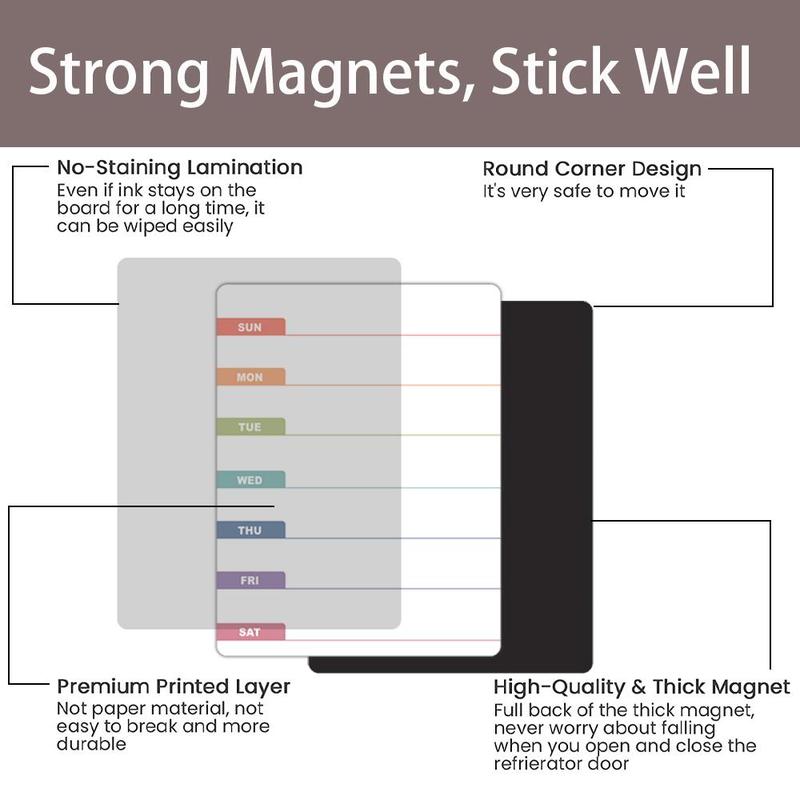 Refrigerator Magnetic Menu Calendar Set, 1 Set Including Grocery List & Weekly Meal Planner Whiteboard & 4 Counts Pen, Kitchen Refrigerator Planner