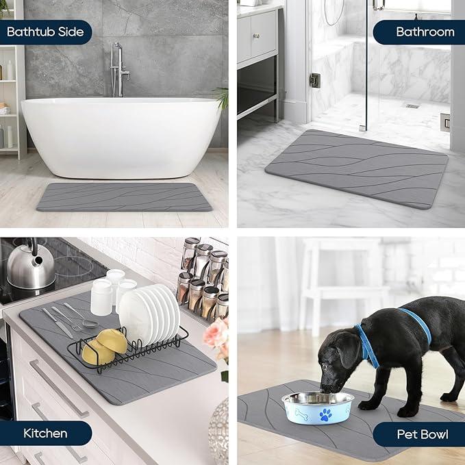 Diatomite Stone Bath Mat Super Absorbent Quick Dry Easy to Clean Non Slip Versatile Mat for Bathroom, Kitchen, and More - 40x60 cm