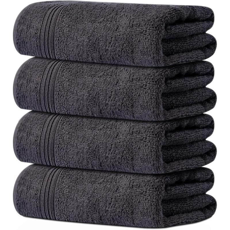 Bath Towels Set of 4, Size 27 x 54 Inches - 100% Ring Spun Cotton 500GSM, Lightweight and Highly Absorbent, Quick Drying Towels, Perfect for Daily Use