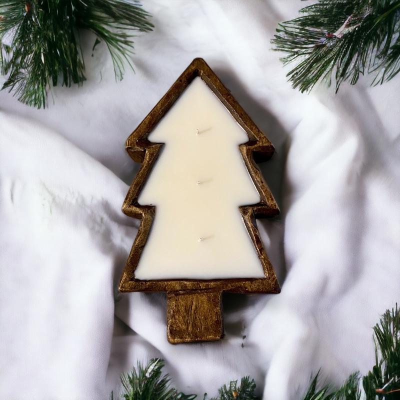 Mini Christmas Tree Dough Bowl Candle