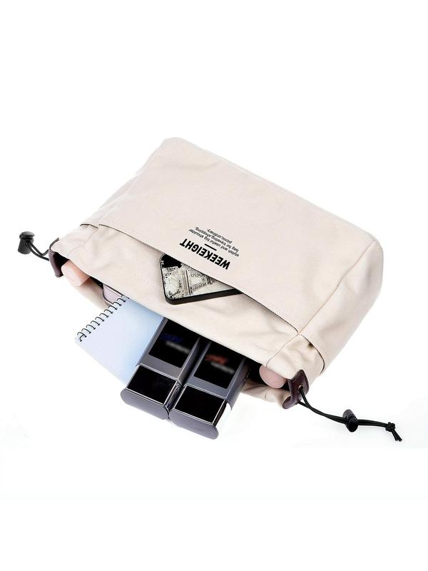 Lightweight Casual Canvas Letter Design Storage Bag, Matching Durable Wallet Pouch Storage Bag, 2024 Trendy Multi-layer Multi-functional Travel Storage Bag