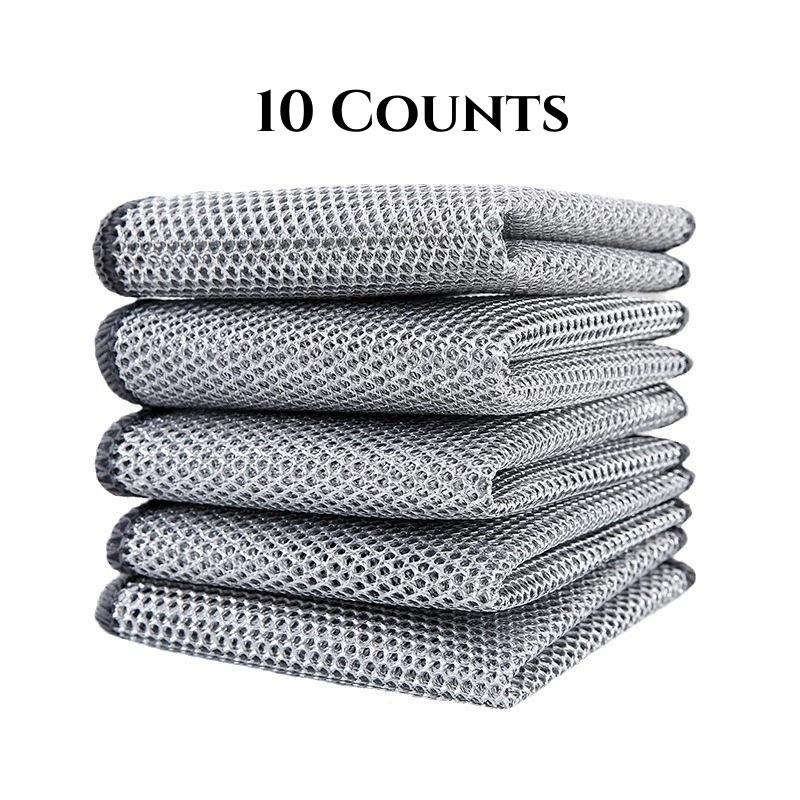 10 Counts Dishwashing Rags，Multipurpose Non-Scratch Wire Dishcloths for Kitchen Cleaning，Wet and Dry Use, Reusable Wire Cleaning Cloths for Kitchen, Sinks, Pots, and Pans