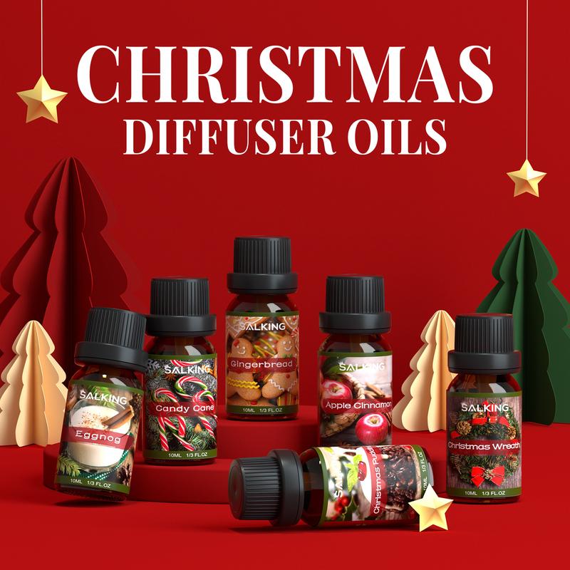 SALKING 2 oz Diffuser Oils Set – Premium Holiday Fragrance Oils, Top 6 Blends for Diffusers, Long-Lasting & Soothing (6 x 0.34 oz), Floral, Christmas, Winter, Halloween, Fall, Woody, Clean, Inspiration.