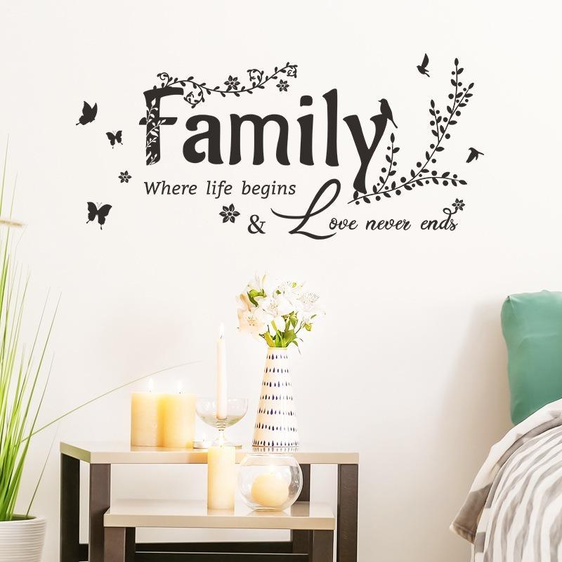 Family Letter Pattern Wall Sticker, 1 Count Modern PVC Wall Decals, Decorative Wall Art for Home Living Room Bedroom