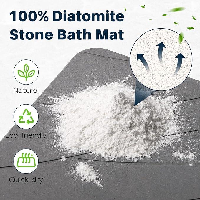 Diatomite Stone Bath Mat Super Absorbent Quick Dry Easy to Clean Non Slip Versatile Mat for Bathroom, Kitchen, and More - 40x60 cm