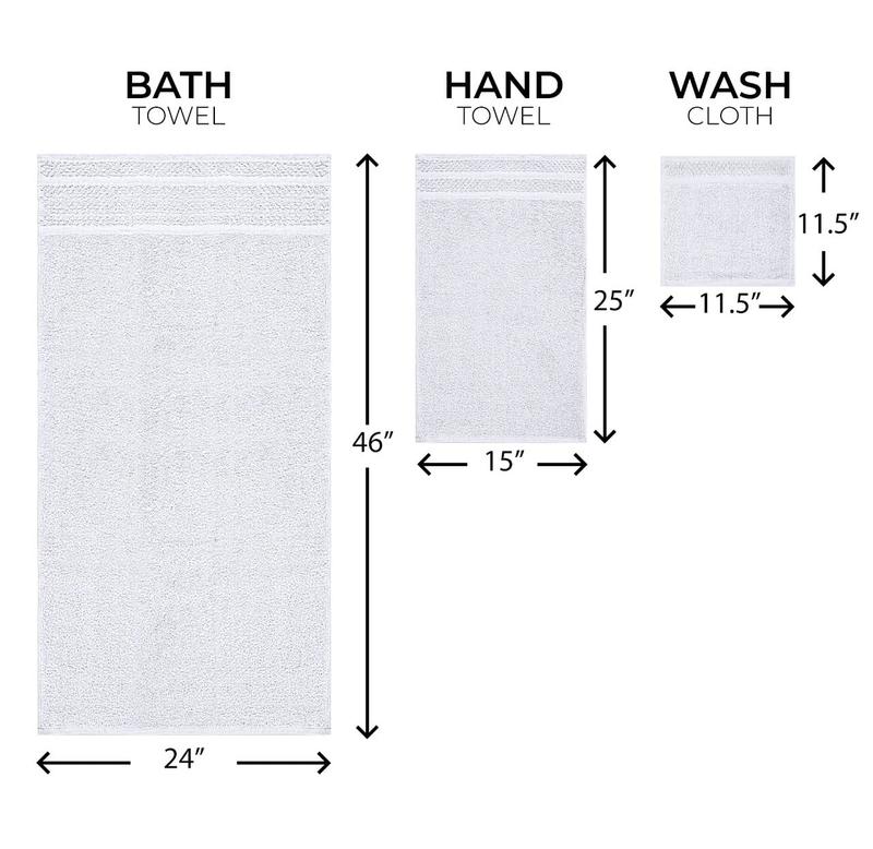 M.a.i.n.s.t.a.y.s. 10 Piece Bath Towel Set with Upgraded Softness & Durability, Gray or White