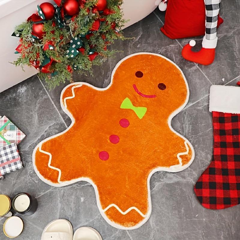 Gingerbread Man Design Bathroom Mat, 1 Count Cute Non-slip Bath Mat, Christmas Decorative Floor Mat for Home Bathroom Living Room