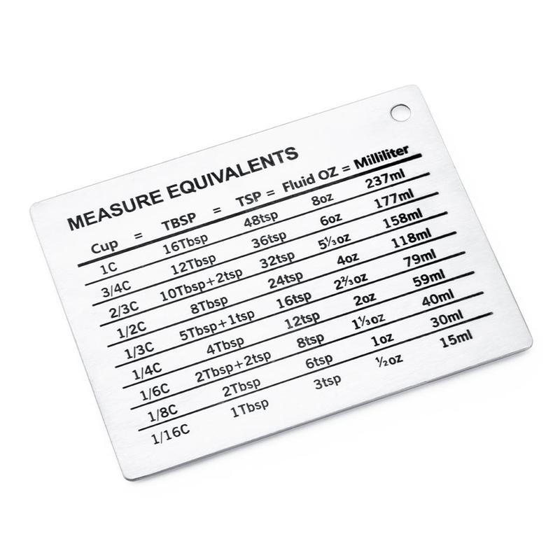 Stainless Steel Refrigerator Magnetic Sticker, 1 Count Baking Unit Conversion Chart, Kitchen Baking Utensils