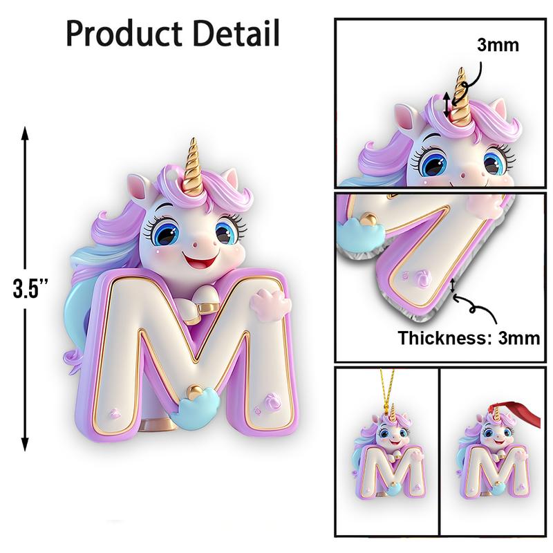 Unicorn Alphabet Letter Ornament Personalized Ornament Christmas Ornament Gifts For Children Family And Friends  - kid5142 christmas ornament