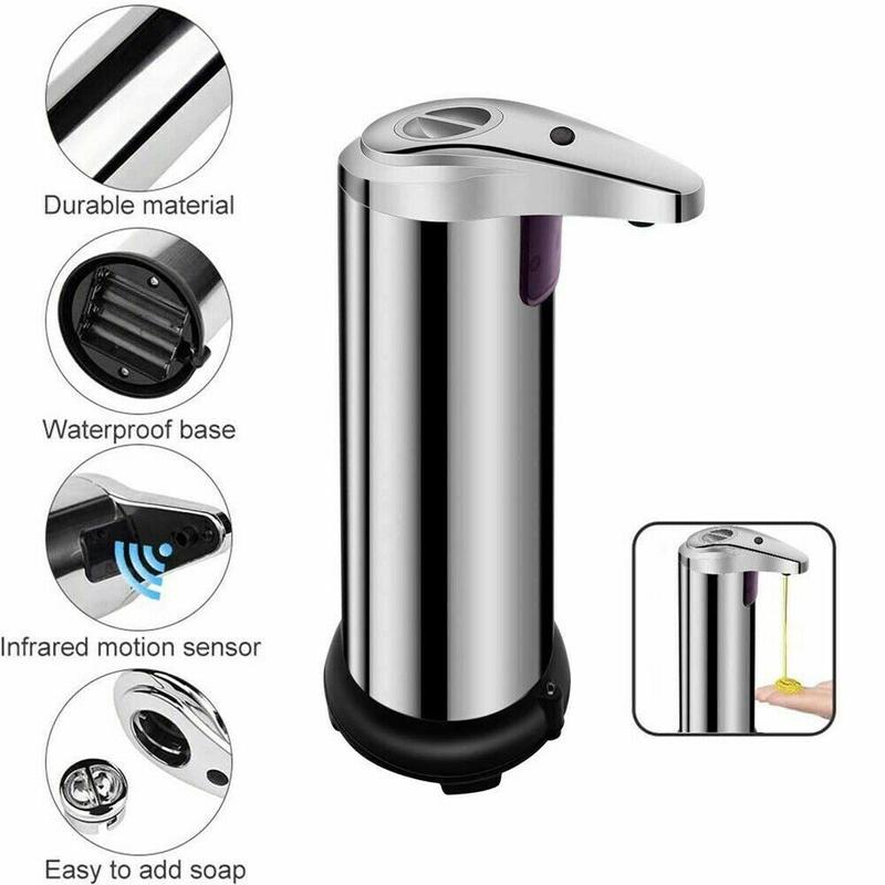 250Ml Stainless Auto Handsfree Sensor Touchless Soap Dispenser Kitchen Bathroom