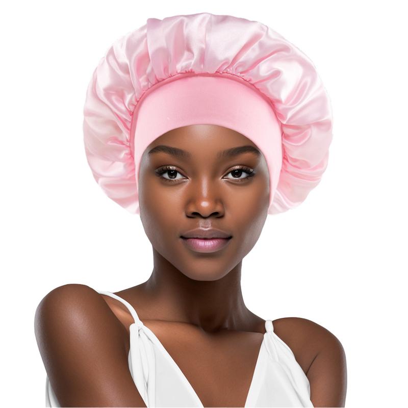 New Women Satin Solid Sleeping Hat with Stretchy Tie Band Elastic Night Shower Cap Adjustable Hair Head Cover Bonnet turban