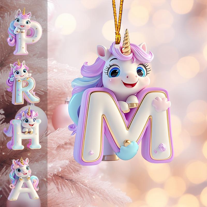 Unicorn Alphabet Letter Ornament Personalized Ornament Christmas Ornament Gifts For Children Family And Friends  - kid5142 christmas ornament