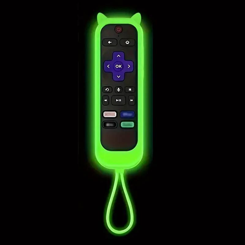 Luminous Remote Control Cover, 1 Piece Cat Ear Shape TV Remote Control Cover, Practical Silicone Glow In The Dark Protective Controller Replacement Cover for Living Room Bedroom, Bedroom Accessories, Home Decor, Home Accessories, Boyfriend Gift