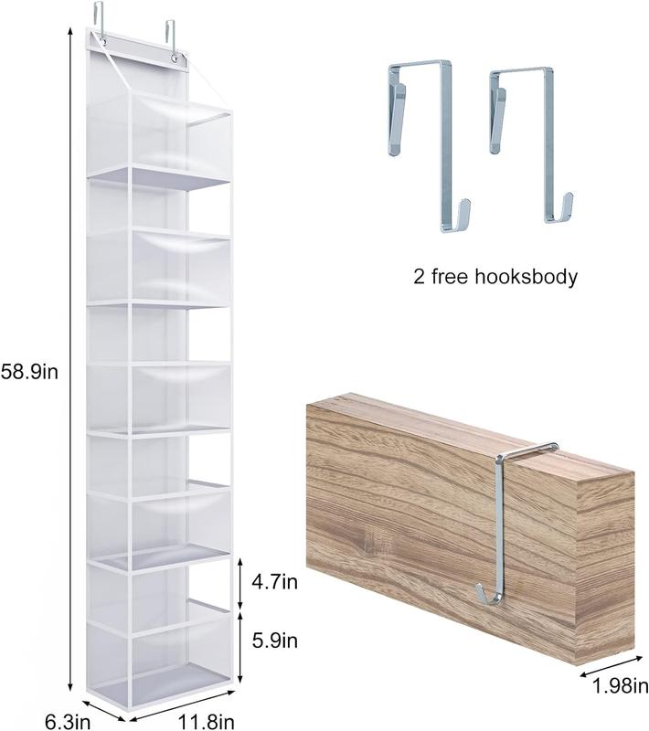 5-Shelf Over The Door Hanging Pantry Organizer, Room Organizer with Clear Plastic Pockets, 25lb Ultra Sturdy & Large Capacity for Closet, Bedroom, Nursery, Bathroom and Sundries