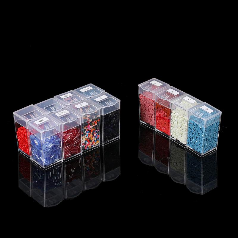 32-grid Diamond Art Painting Diamonds Accessories Storage Box with Labels, Professional DIY Diamond Decor Painting Embroidery Accessories