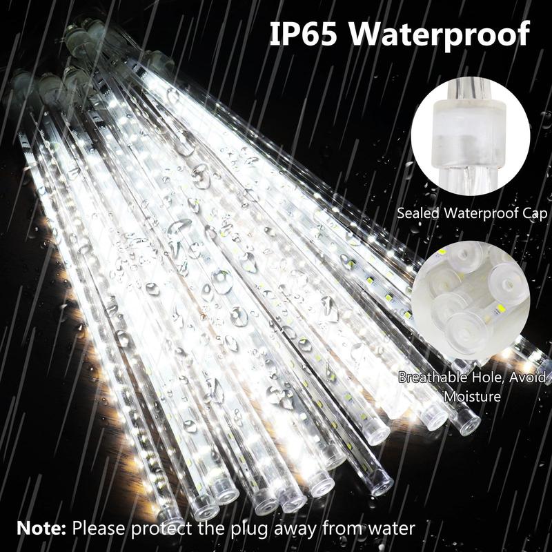 PEMOTech Meteor Shower Lights Outdoor, 38.5ft 15 Tubes 11.8