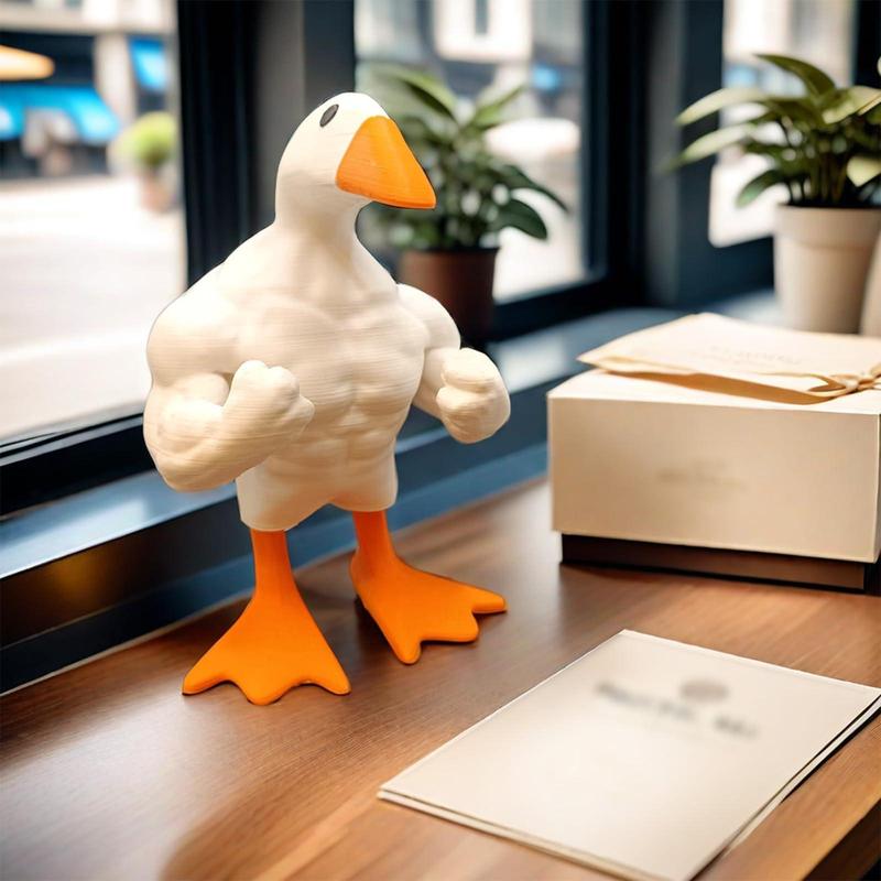 Cute Duck Design Resin Ornament, Creative Muscle Duck Decoration, Funny Decoration for Home Office