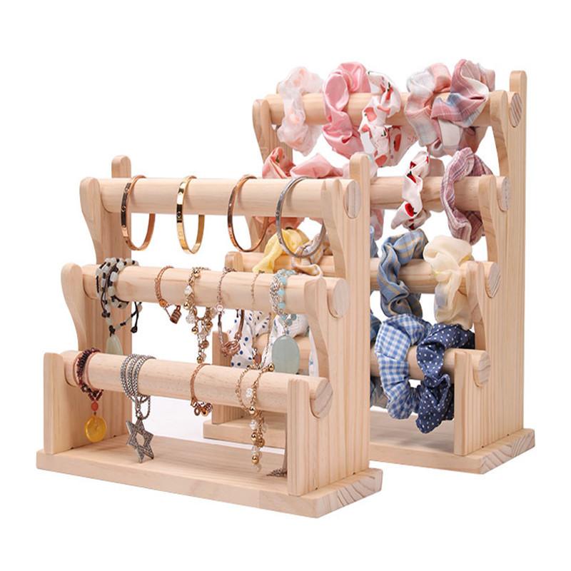 Bracelet Hair Tie Display Stand Earring Organizer Racks Bracelet Display Stand Bangle Necklace Organizer Display Shelves Multi-tier Jewelry Holder Hair Ring Wooden Solid Wood