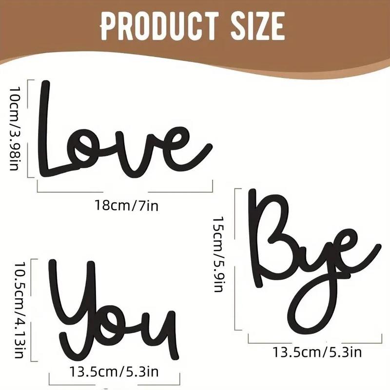 Wooden Wall Hanging Sign Decoration, 1 Set Love You Bye Wall Decor, Wall Art Decor for Home Living Room Bedroom, Home Decor, Room Decor, Bedroom Accessories