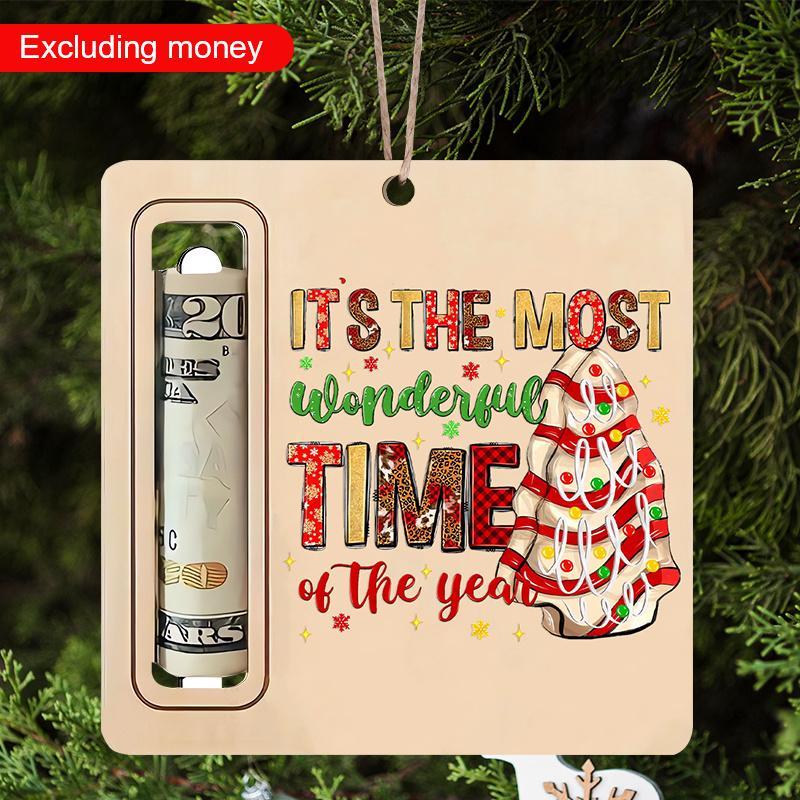 Christmas Money Holder Ornament, 1 Count It's The Most Wonderful Time Of The Year Money Holder, Xmas Tree Hanging Decor for Home Office for Holiday Party