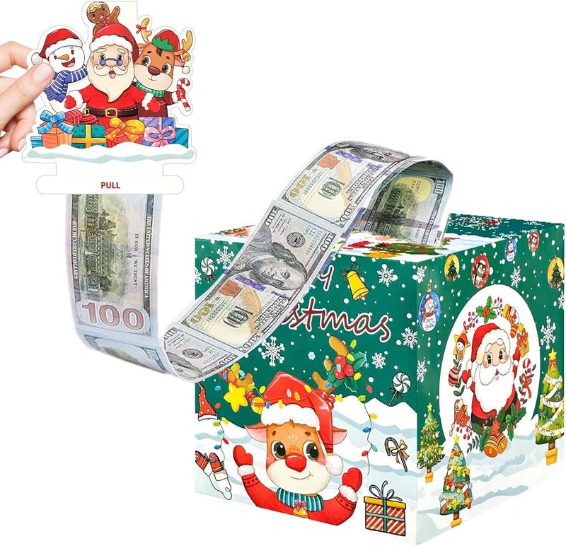 Christmas Money Pull Box – Cash Gift Holder for Kids & Adults, Surprise Money Gift Box for Parties, Unique Holiday Gift Idea