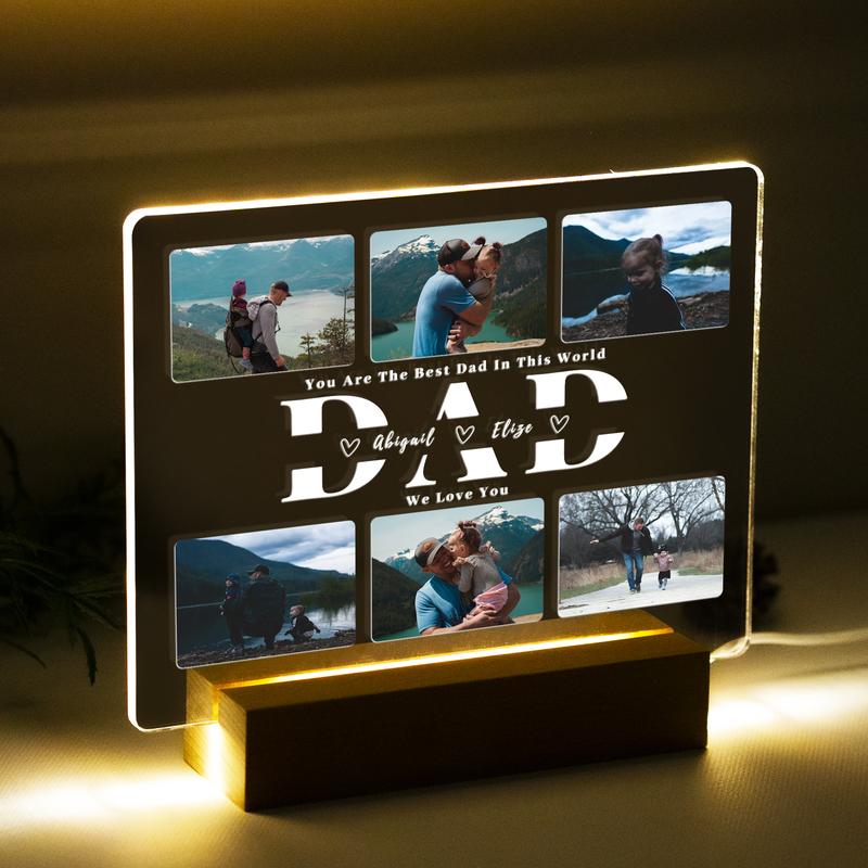 Personalized Fathers Day Gift, Unique Acrylic Photo Plaque, Gift for Daddy, First Fathers Day Gift, Photo Ornament, Best Dad Night light gift Decor Frames