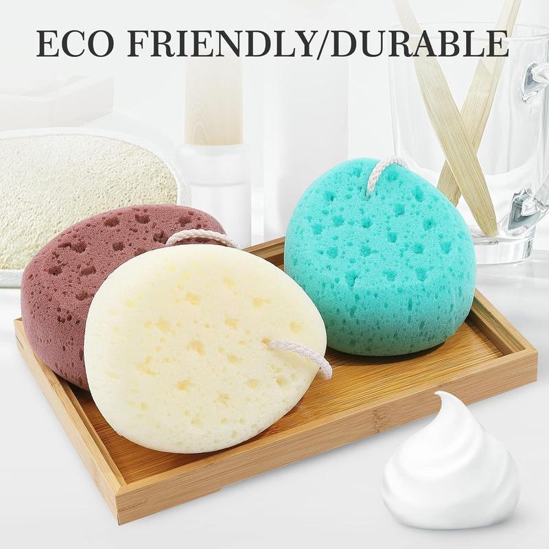 3 Pcs Bath Sponge for Women, Men, Teenager, Body Wash Sponges Loofah Body Scrubber, 3 Colors & Large Size Shower Pouf Cleaning Loofahs for Shower Exfoliating