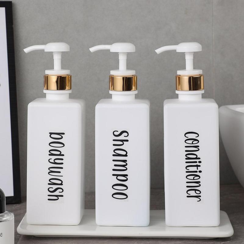 3pcs Square 650ml Refillable Empty Pump Bottle, Press Soap Liquid Dispenser, Portable Lotion Shampoo Shower Gel Subpackage Container For Home Bathroom And Travel