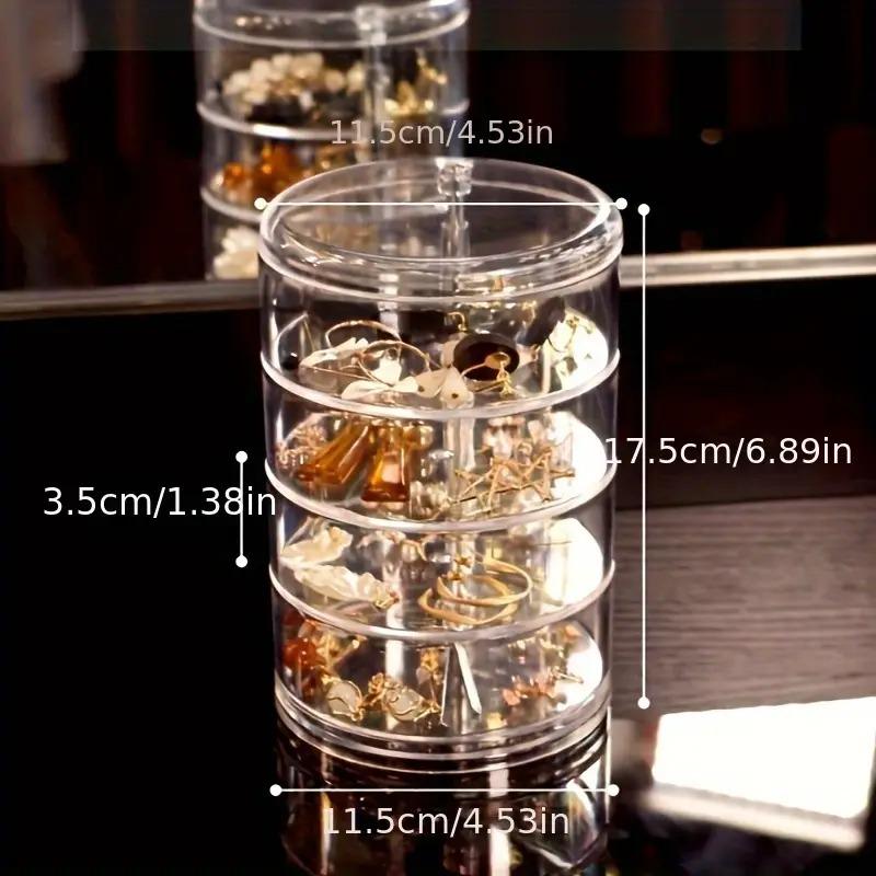 Multi-Layer Rotating Jewelry Organizer Box - Transparent, Dust-Proof Storage for jewelry Hair Accessories - All-in-One Personal Care Product Dispenser