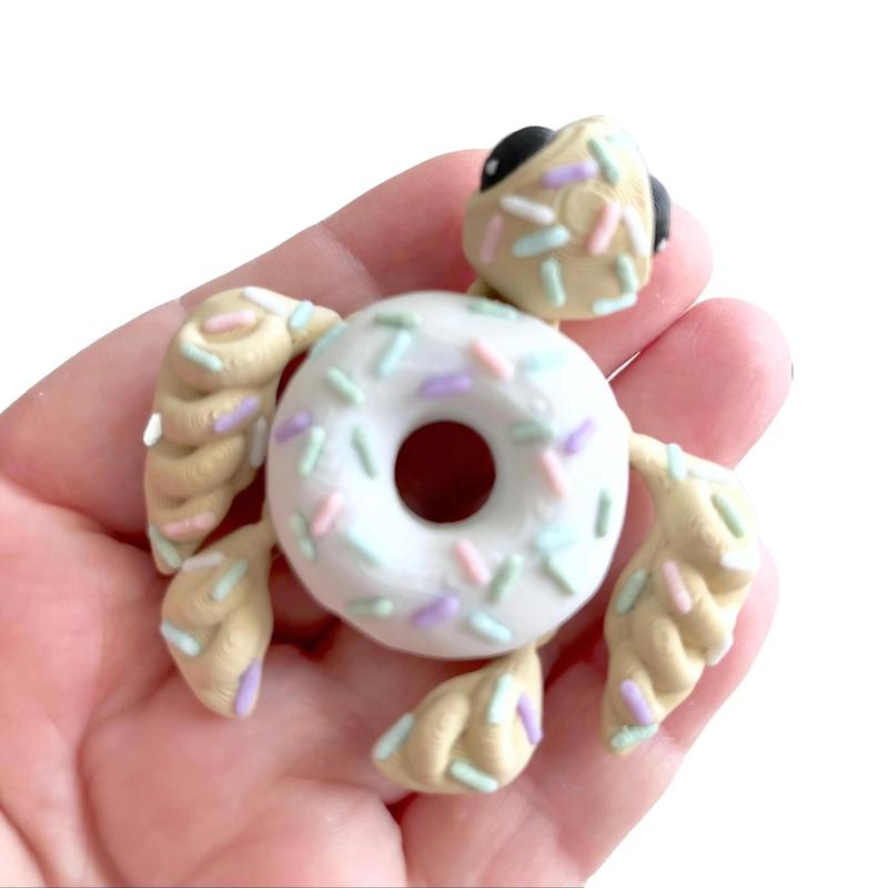 Articulating Donut Turtle Figurine 3D Printed Fidget Decor Desk Pet Ornaments mini animal