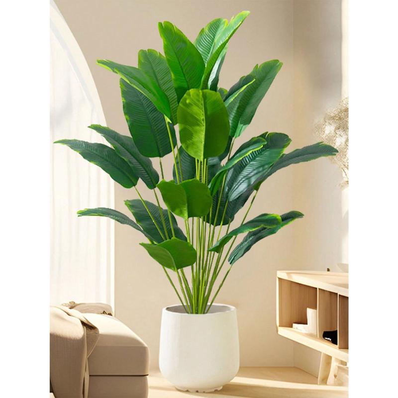 80 88cm Large Artificial Banana Tree Tropical Fake Palm Branch Plastic Birds Of Paradise Leaves Green Monstera Leaves For Home Garden Party Office Decor Without Pothome Decor,School Supplies